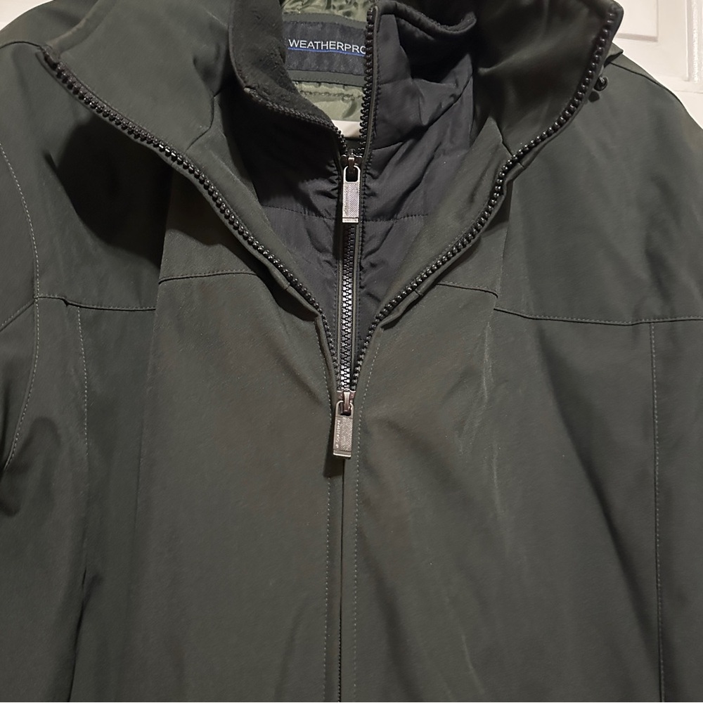 WEATHERPROOF WPL 11590 US Men’s XL Olive Green Insulated Hooded Zip Jacket Parka - Picture 3 of 7